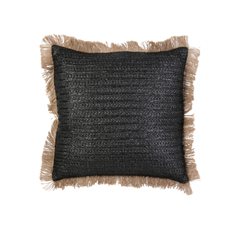 Cushion Raffia – Black & Beige 40x40cm
