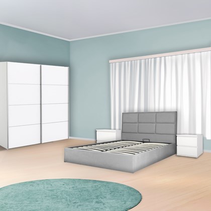 Bedroom Set with  Bed - Light Grey