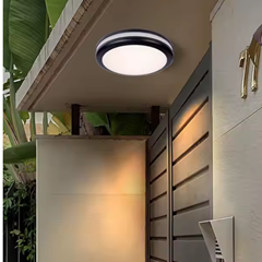 Plastic Ceiling Light IP54 Black E27 x 2