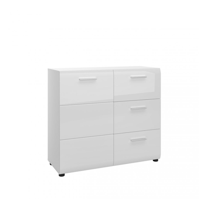 Sideboard 1 Door 3 Shelves – Alpine White & PVC White Gloss