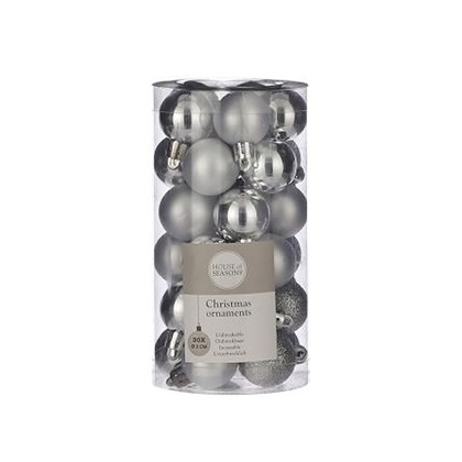 Bauble Unbreakable Silver 30 Pieces - D3cm