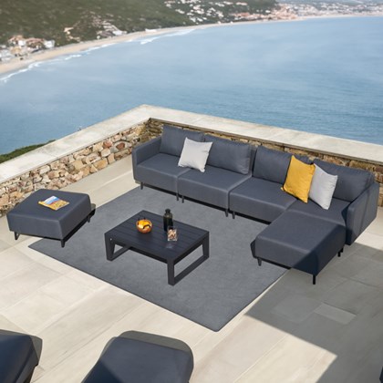 Outdoor Corner Sofa Set of  7 - Grey & Black