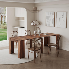 Extendable Dining Table Wood Grain Finish