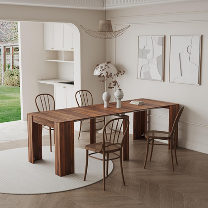 Extendable Dining Table Wood Grain Finish