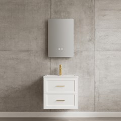Bathroom Vanity Unit Matt White - Integrated Ceramic Basin (2B)