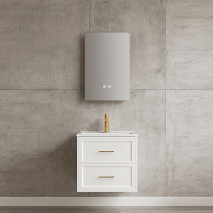 Bathroom Vanity Unit Matt White - Integrated Ceramic Basin (2B)