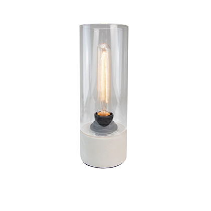 Glass Shade Concrete Cylinder E27 Industrial Table Lamp