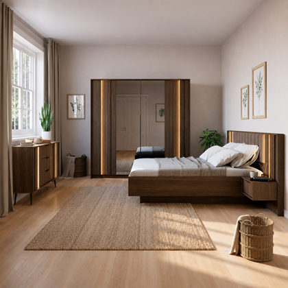 Bedroom Set  160x200 – Dark Wood