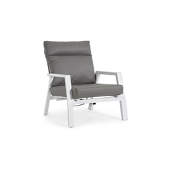 White Reclining Armchair with Cushion & 2 Ottoman