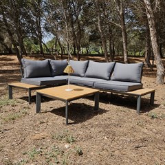 Outdoor Corner Sofa Set Aluminium With Plywood