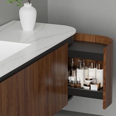Bathroom Vanity Unit Dark Walnut 120cm - Sintered Top and Basin