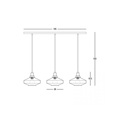 Line Light 3xe27 Max 40w Glass Anodised Dark Grey