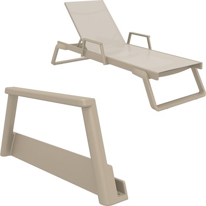 Sun Lounger with Armrests - Taupe