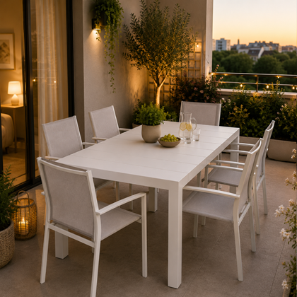 Modular Extendable Table 140/220x100x75 cm - White