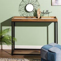 Console Table – Natural Top & White Marble