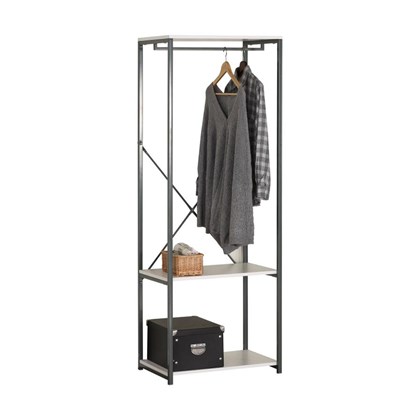 Clothes Rack of 2 Shelves in White Dark Grey