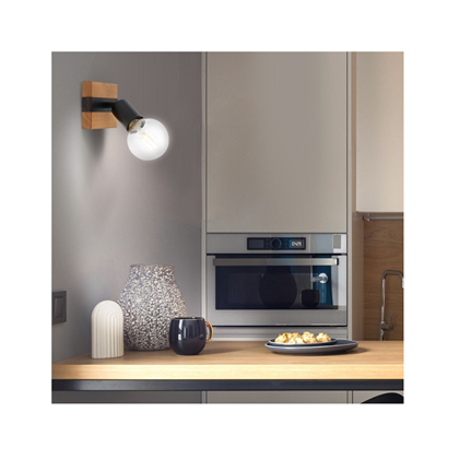 Lorenzo Ceiling Spotlight – Black & Wood