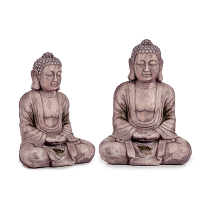 Grey Polyresin Relaxed Hands Together Buddha