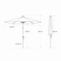 Parasol D350 cm – Anthracite Grey Fabric and Frame