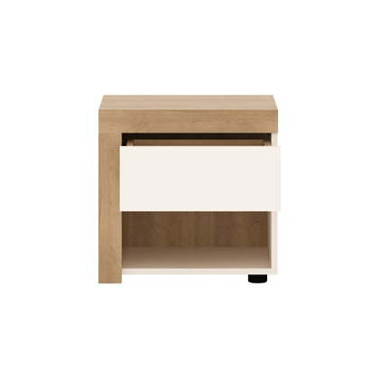 Left-sided Bedside Table 1 Shelf – Riviera Oak Light & White