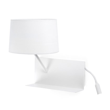 Handy White Wall Lamp With Led Left Reader