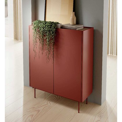 Sideboard Large 2 Doors – Ceramic Red & Linea Oak