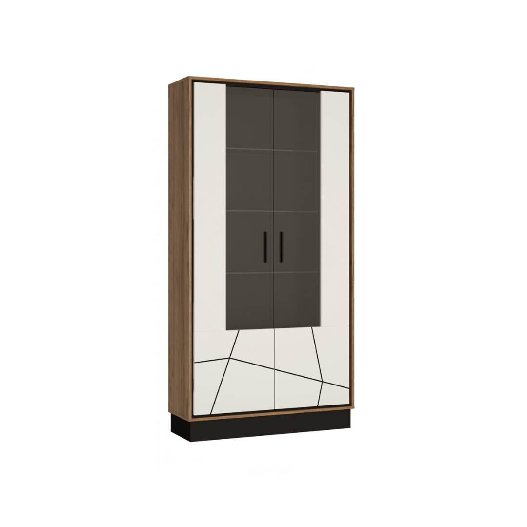 2D Display Cabinet – Cat Oak, Black Panel & White