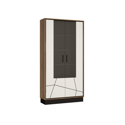 2D Display Cabinet – Cat Oak, Black Panel & White