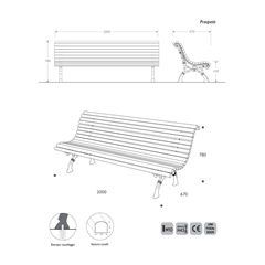 Bench  Napoli with Iroko wood
