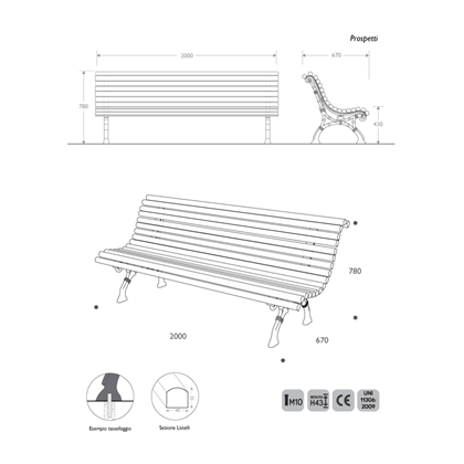 Bench  Napoli with Iroko wood