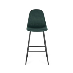 Black with Dark Green Velvet Bar Stool