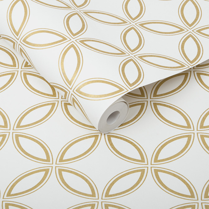 Eternity White and Gold Wallpaper