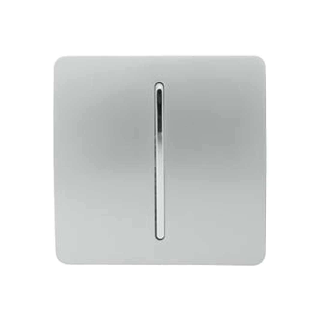 Trendi 1 Gang Modern Glossy Screwless Doorbell Auto Retractive Switch Silver