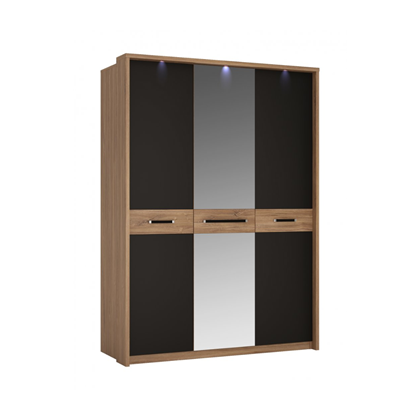 3 Doors Wardrobe – Stirling Oak & Black Matt