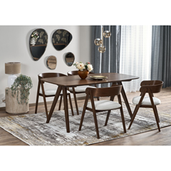 Walnut Dining Chair - Light Beige Fabric