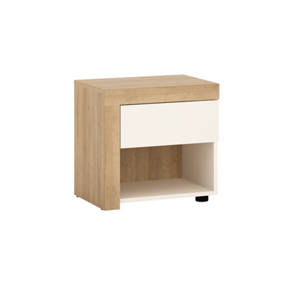 Left-sided Bedside Table 1 Shelf – Riviera Oak Light & White