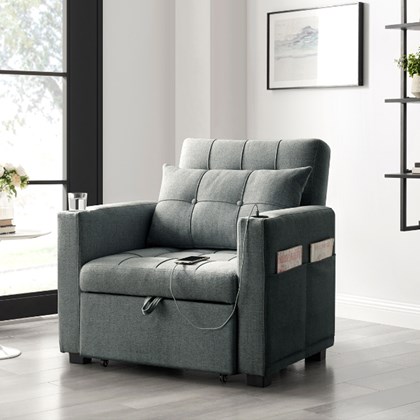 Pullout Sofabed 1 Seater - Grey