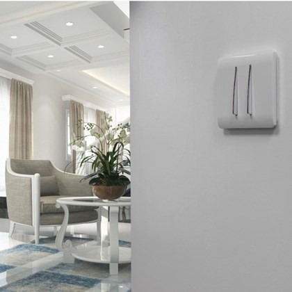 2 Gang Intermediate Artistic Modern Glossy Screwless 10 Amp Rocker Light Switch White