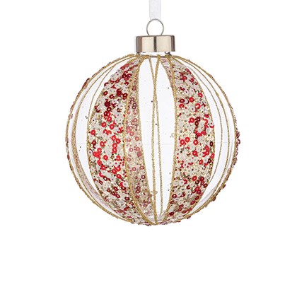 Spangly Red Gold Ball 8cm