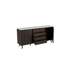 Sideboard - White Marble Ceramic Top with Black Walnut Frame