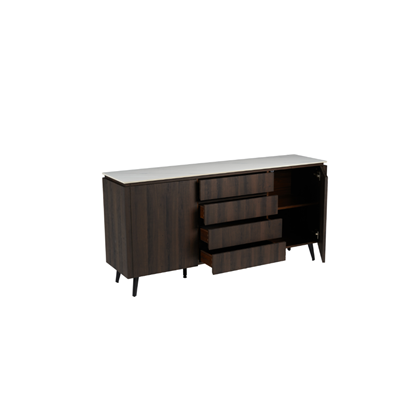 Sideboard - White Marble Ceramic Top with Black Walnut Frame