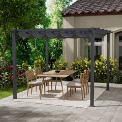 Gazebo Steel  2.95x2.95 Grey Matt with Light Grey Polyester Shade