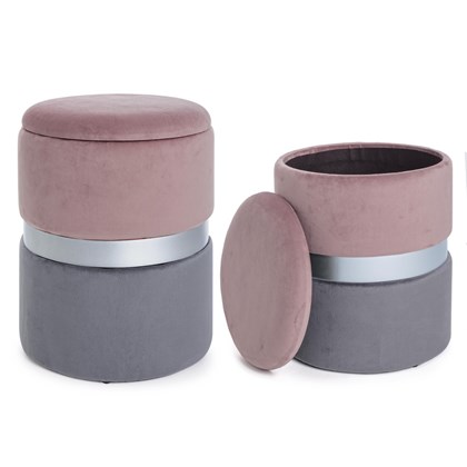 Polina Pouf W-Cont. Pink-Grey Set2