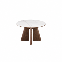 Dining Table – Matt White Marble & Walnut Veneer 120x75