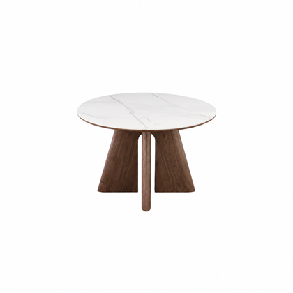 Dining Table – Matt White Marble & Walnut Veneer 120x75