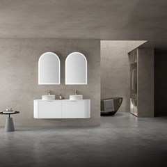 Bathroom Vanity Unit Matt White 150x41cm - White Porcelain Slab (5B)