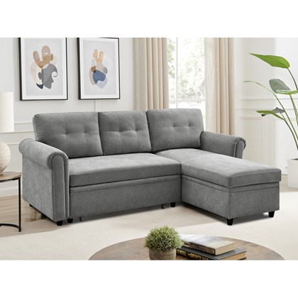 3 Seater Sofa Bed with Storage - Grey