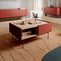 Coffee Table – Ceramic Red & Linea Oak