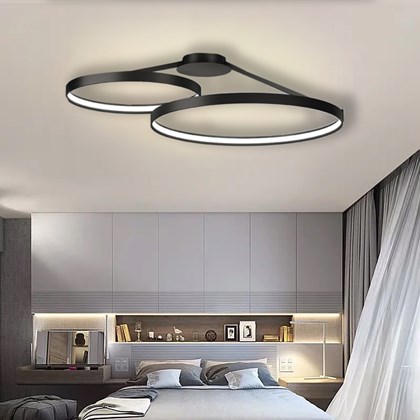 Double Ring Hanging LED Lamp Black