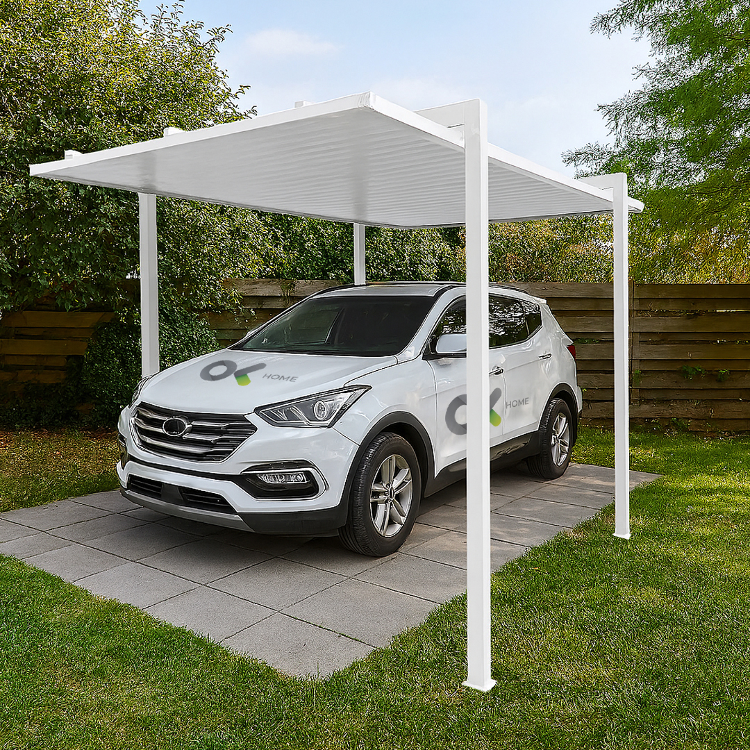 Aluminum Carport 5.4x3.10x2.3m with Roof - White
